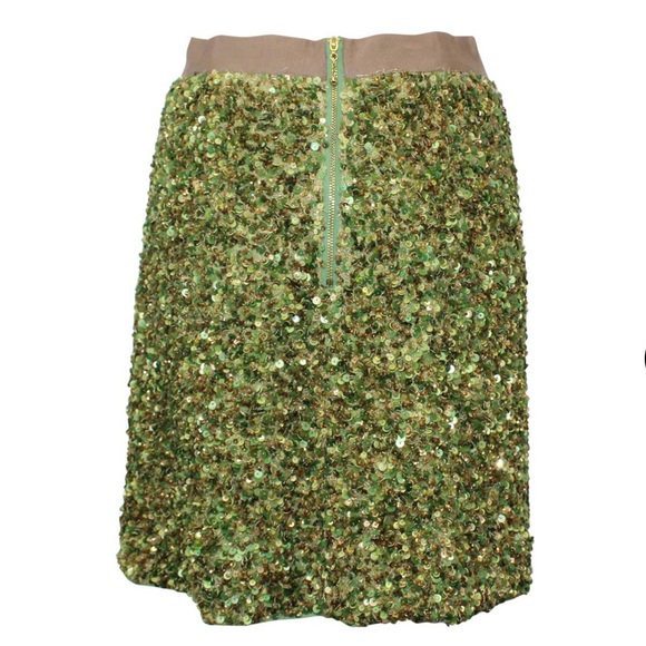 Kate Spade Sequin Green Gold Mini Skirt Sparkle - Picture 3 of 3